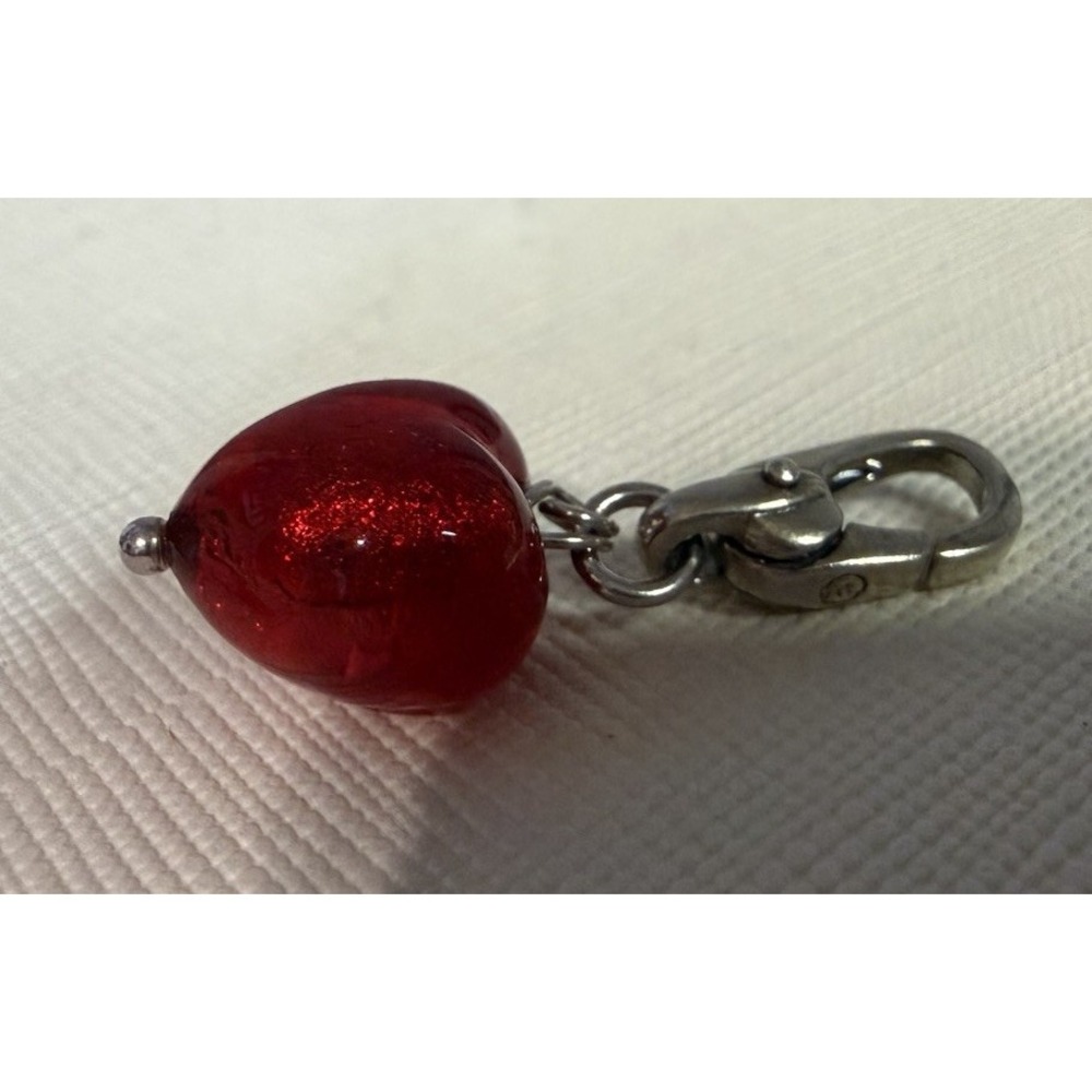 RL Sterling Silver 925 Red Heart Clip On Charm Dangle Mini Pendant